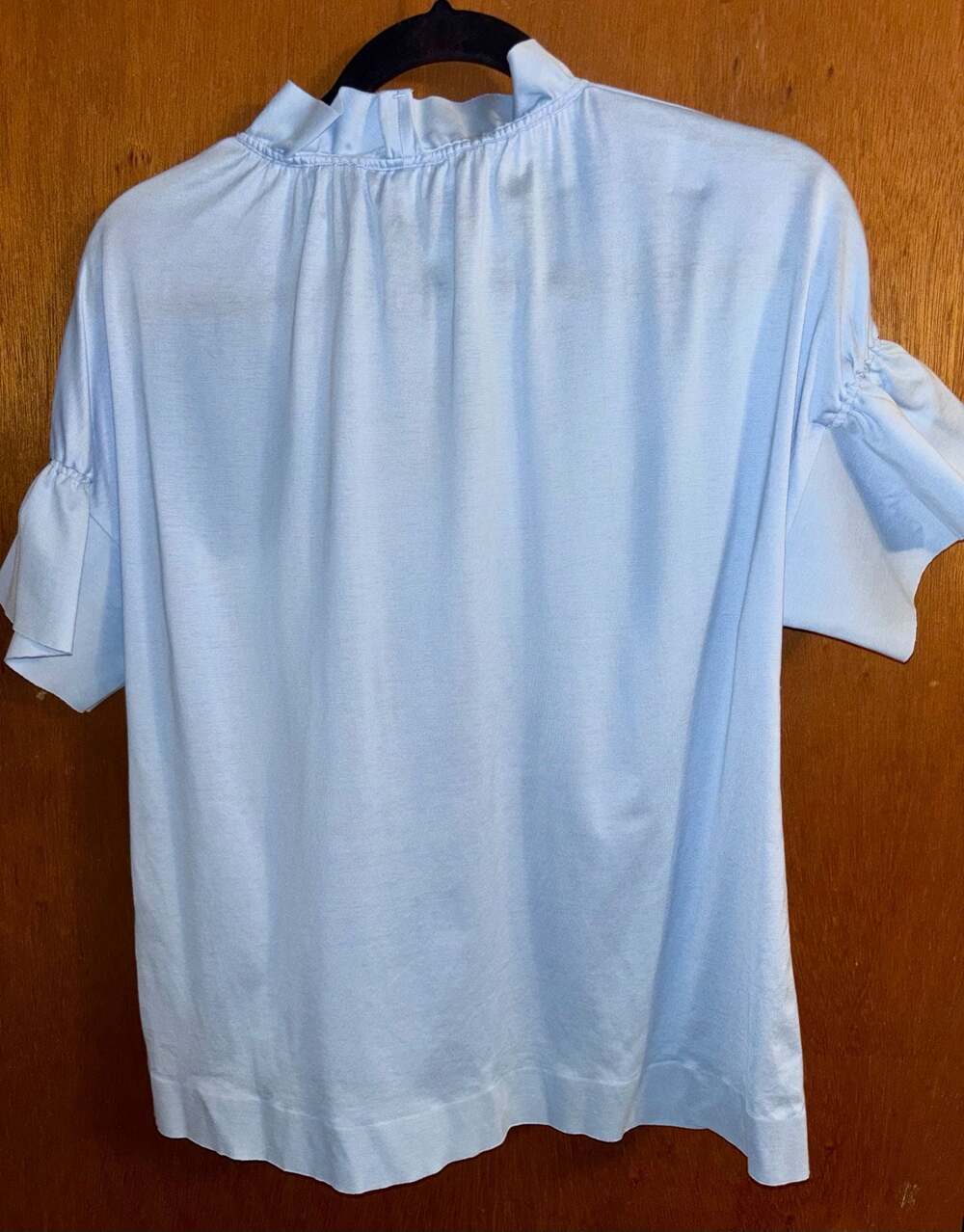 COS Light Blue Ruffled V-Neck Short Sleeve Blouse Top - Picture 2 of 3
